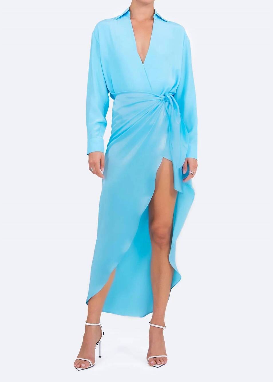 NEW NONCHALANT LABEL sydney silk skirt in blue